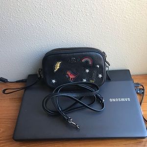 Coach Souvenir Embroidery Leather Crossbody Clutch